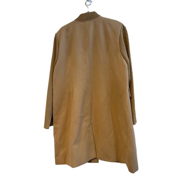 Chicos Plush Knit Sweater-Sleeve Size XXL Jacket Wool Blend Zipper Front Tan - Picture 2 of 8